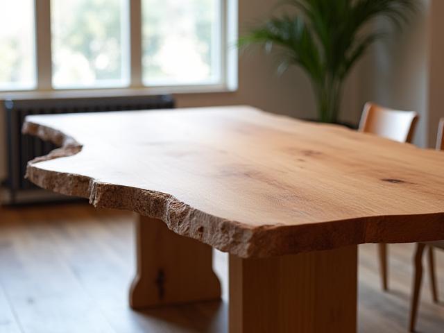 Maßgefertigter Esstisch aus Massivholz mit organischer Form